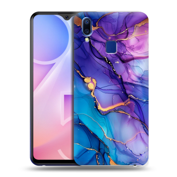 Пластиковый чехол на Vivo Y95 с принтом синий мрамор Пластиковый чехол на Vivo Y95 с принтом синий мрамор