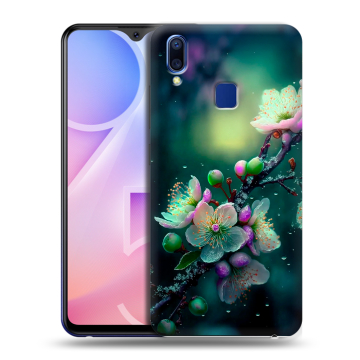 Пластиковый чехол на Vivo Y95 с принтом Цветы и мрамор Пластиковый чехол на Vivo Y95 с принтом Цветы и мрамор