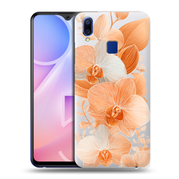 Пластиковый чехол на Vivo Y95 с принтом Бежевые цветы Пластиковый чехол на Vivo Y95 с принтом Бежевые цветы