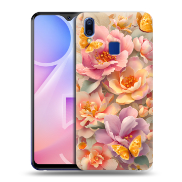 Пластиковый чехол на Vivo Y95 с принтом Цветы и бабочки Пластиковый чехол на Vivo Y95 с принтом Цветы и бабочки