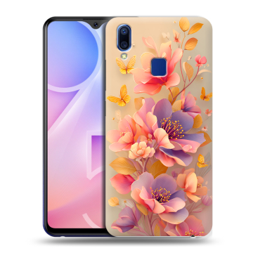 Пластиковый чехол на Vivo Y95 с принтом Цветы и бабочки Пластиковый чехол на Vivo Y95 с принтом Цветы и бабочки