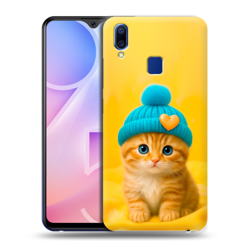 Пластиковый чехол на Vivo Y95 с принтом Котенок в шапке Пластиковый чехол на Vivo Y95 с принтом Котенок в шапке