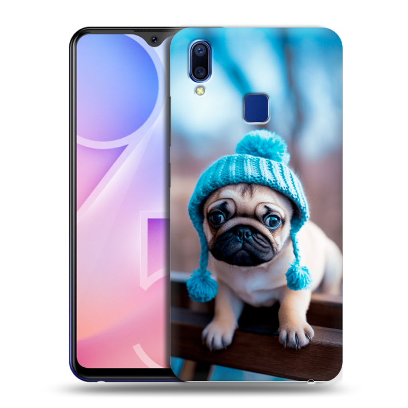 Пластиковый чехол на Vivo Y95 с принтом Мопс в шапке Пластиковый чехол на Vivo Y95 с принтом Мопс в шапке