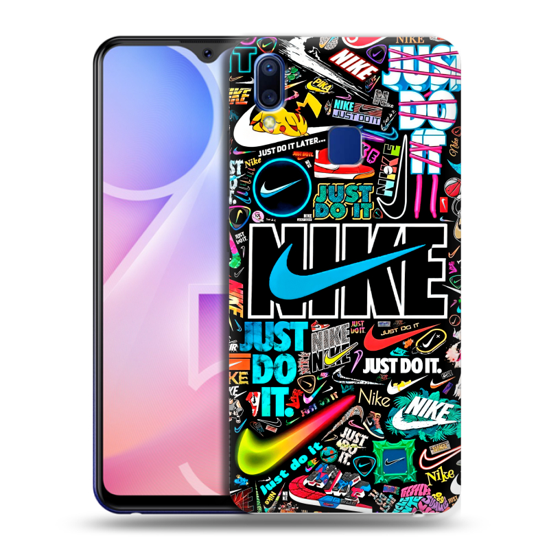 Пластиковый чехол на Vivo Y95 с принтом найк nike черный Пластиковый чехол на Vivo Y95 с принтом найк nike черный