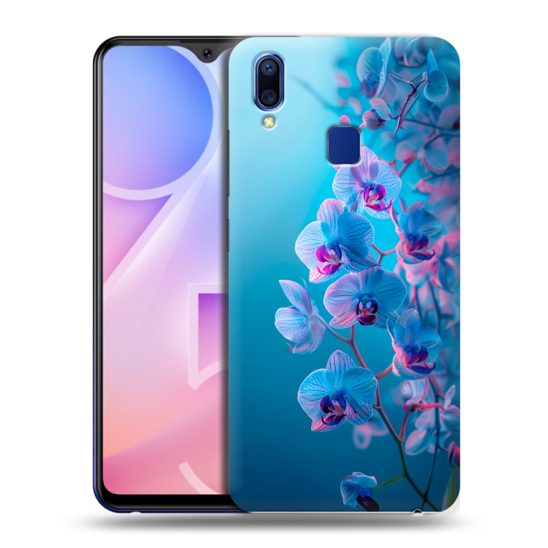 Пластиковый чехол на Vivo Y95 с принтом голубые орхидеи Пластиковый чехол на Vivo Y95 с принтом голубые орхидеи