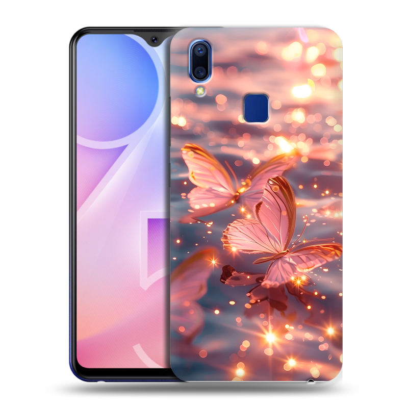 Пластиковый чехол на Vivo Y95 с принтом бабочки розовые Пластиковый чехол на Vivo Y95 с принтом бабочки розовые