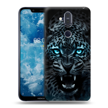 Пластиковый чехол на Nokia 8.1 с принтом Темный леопард Пластиковый чехол на Nokia 8.1 с принтом Темный леопард