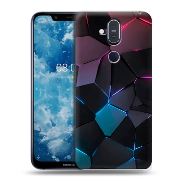 Пластиковый чехол на Nokia 8.1 с принтом Геометрия неона Пластиковый чехол на Nokia 8.1 с принтом Геометрия неона