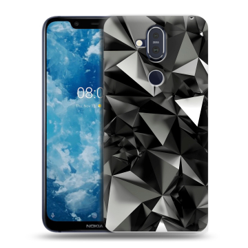 Пластиковый чехол на Nokia 8.1 с принтом Черные кристаллы Пластиковый чехол на Nokia 8.1 с принтом Черные кристаллы