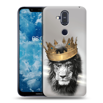 Пластиковый чехол на Nokia 8.1 с принтом Лев с короной Пластиковый чехол на Nokia 8.1 с принтом Лев с короной