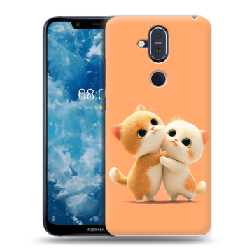 Пластиковый чехол на Nokia 8.1 с принтом Милые котики Пластиковый чехол на Nokia 8.1 с принтом Милые котики