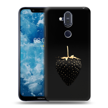 Пластиковый чехол на Nokia 8.1 с принтом Черная клубника Пластиковый чехол на Nokia 8.1 с принтом Черная клубника