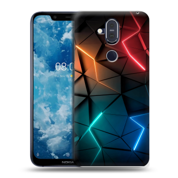 Пластиковый чехол на Nokia 8.1 с принтом Абстракция неон Пластиковый чехол на Nokia 8.1 с принтом Абстракция неон