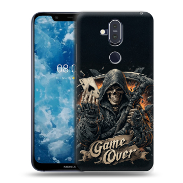 Пластиковый чехол на Nokia 8.1 с принтом Скелет карты Пластиковый чехол на Nokia 8.1 с принтом Скелет карты