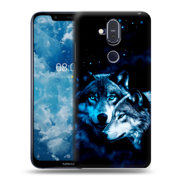 Пластиковый чехол на Nokia 8.1 с принтом Волки Пластиковый чехол на Nokia 8.1 с принтом Волки