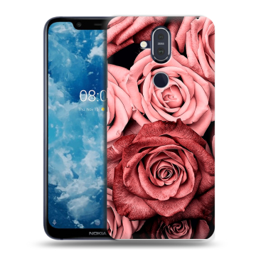 Пластиковый чехол на Nokia 8.1 с принтом Цветы розы Пластиковый чехол на Nokia 8.1 с принтом Цветы розы
