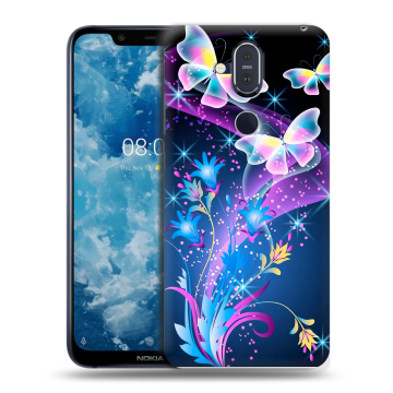 Пластиковый чехол на Nokia 8.1 с принтом Бабочки Пластиковый чехол на Nokia 8.1 с принтом Бабочки