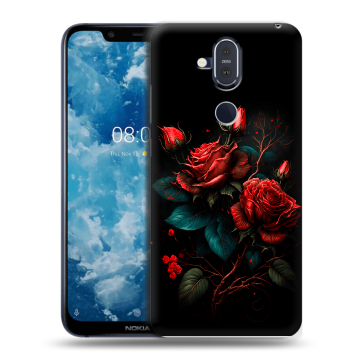 Пластиковый чехол на Nokia 8.1 с принтом Розы красные Пластиковый чехол на Nokia 8.1 с принтом Розы красные