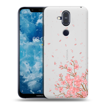 Пластиковый чехол на Nokia 8.1 с принтом Ветка сакуры Пластиковый чехол на Nokia 8.1 с принтом Ветка сакуры