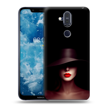 Пластиковый чехол на Nokia 8.1 с принтом Девушка в шляпе Пластиковый чехол на Nokia 8.1 с принтом Девушка в шляпе