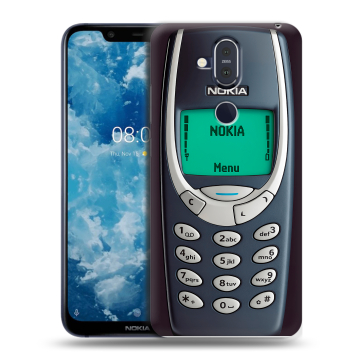 Пластиковый чехол на Nokia 8.1 с принтом Старый телефон