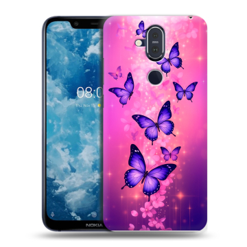 Пластиковый чехол на Nokia 8.1 с принтом Бабочки Пластиковый чехол на Nokia 8.1 с принтом Бабочки