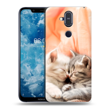 Пластиковый чехол на Nokia 8.1 с принтом Котята