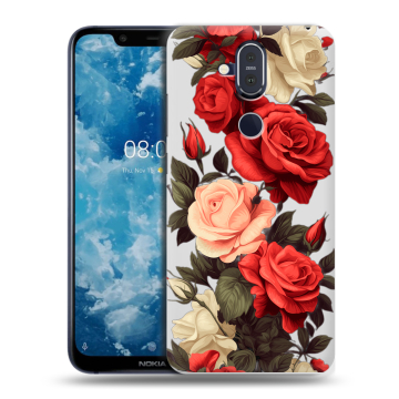 Пластиковый чехол на Nokia 8.1 с принтом Розы Пластиковый чехол на Nokia 8.1 с принтом Розы