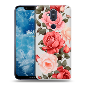 Пластиковый чехол на Nokia 8.1 с принтом Розы Пластиковый чехол на Nokia 8.1 с принтом Розы
