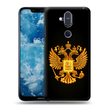Пластиковый чехол на Nokia 8.1 с принтом Герб России желтый Пластиковый чехол на Nokia 8.1 с принтом Герб России желтый