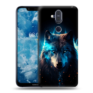 Пластиковый чехол на Nokia 8.1 с принтом Волк ночной Пластиковый чехол на Nokia 8.1 с принтом Волк ночной