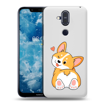 Пластиковый чехол на Nokia 8.1 с принтом Корги Пластиковый чехол на Nokia 8.1 с принтом Корги