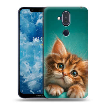Пластиковый чехол на Nokia 8.1 с принтом котенок Пластиковый чехол на Nokia 8.1 с принтом котенок