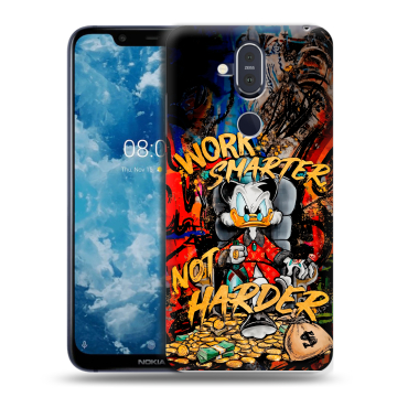 Пластиковый чехол на Nokia 8.1 с принтом Дональд Дак Деньги Пластиковый чехол на Nokia 8.1 с принтом Дональд Дак Деньги