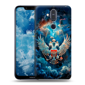 Пластиковый чехол на Nokia 8.1 с принтом Герб флаг России Пластиковый чехол на Nokia 8.1 с принтом Герб флаг России