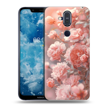 Пластиковый чехол на Nokia 8.1 с принтом Розовые розы Пластиковый чехол на Nokia 8.1 с принтом Розовые розы