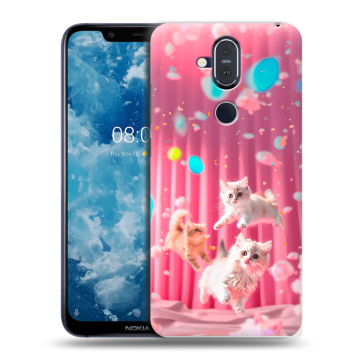 Пластиковый чехол на Nokia 8.1 с принтом милые котики