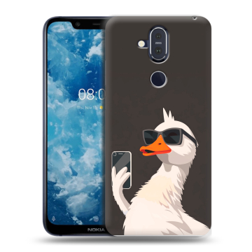 Пластиковый чехол на Nokia 8.1 с принтом утка в очках Пластиковый чехол на Nokia 8.1 с принтом утка в очках