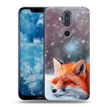 Пластиковый чехол на Nokia 8.1 с принтом лиса Пластиковый чехол на Nokia 8.1 с принтом лиса