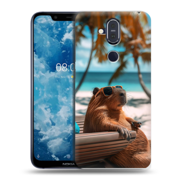 Пластиковый чехол на Nokia 8.1 с принтом Капибара Пластиковый чехол на Nokia 8.1 с принтом Капибара
