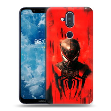 Пластиковый чехол на Nokia 8.1 с принтом человек паук spiderman Пластиковый чехол на Nokia 8.1 с принтом человек паук spiderman