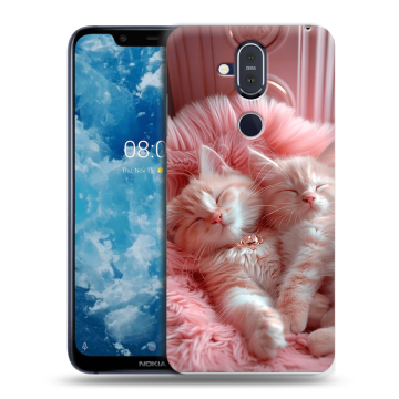 Пластиковый чехол на Nokia 8.1 с принтом котята котики