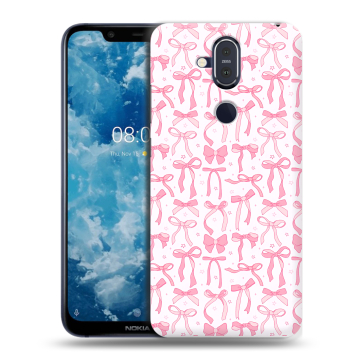 Пластиковый чехол на Nokia 8.1 с принтом Розовые бантики