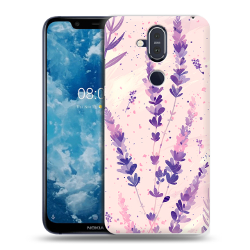 Пластиковый чехол на Nokia 8.1 с принтом цветы лаванда Пластиковый чехол на Nokia 8.1 с принтом цветы лаванда