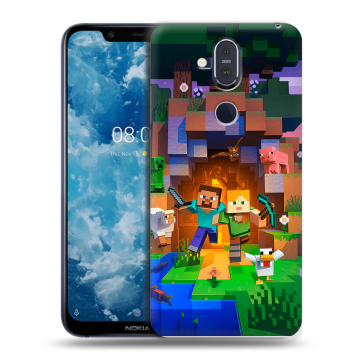 Пластиковый чехол на Nokia 8.1 с принтом Майнкрафт Minecraft