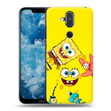 Пластиковый чехол на Nokia 8.1 с принтом Спанч боб Спанчбоб