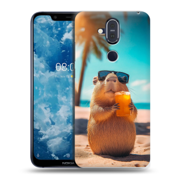 Пластиковый чехол на Nokia 8.1 с принтом Капибара Пластиковый чехол на Nokia 8.1 с принтом Капибара