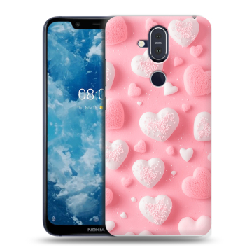 Пластиковый чехол на Nokia 8.1 с принтом Сердечки Пластиковый чехол на Nokia 8.1 с принтом Сердечки