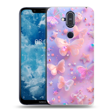 Пластиковый чехол на Nokia 8.1 с принтом Бабочки Пластиковый чехол на Nokia 8.1 с принтом Бабочки