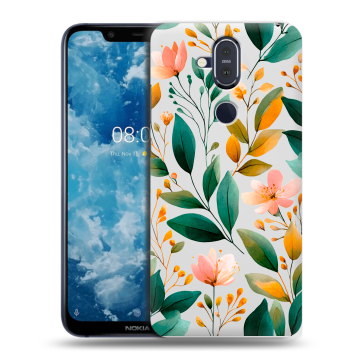 Пластиковый чехол на Nokia 8.1 с принтом Цветы паттерн